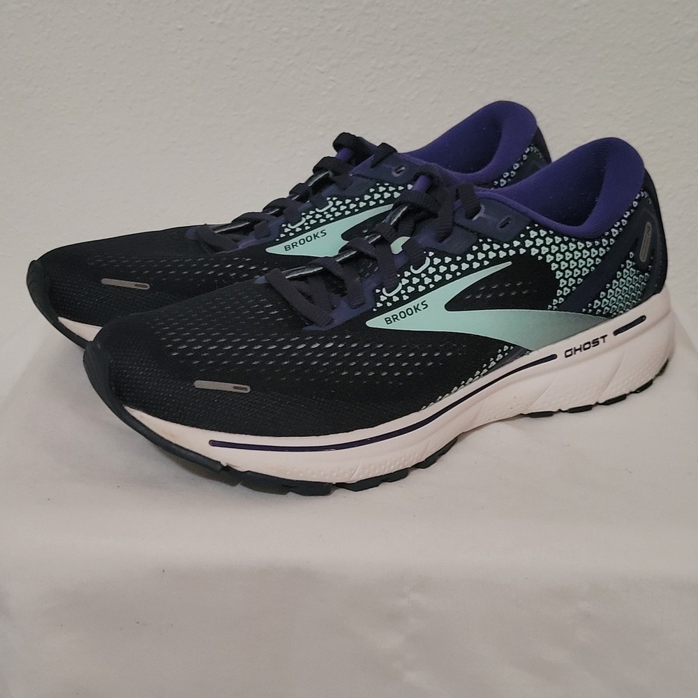 Brooks Ghost 14 Womens 9.5 B Running Shoes Navy Purple Blue Sneakers 1203561B446 - Picture 5 of 14